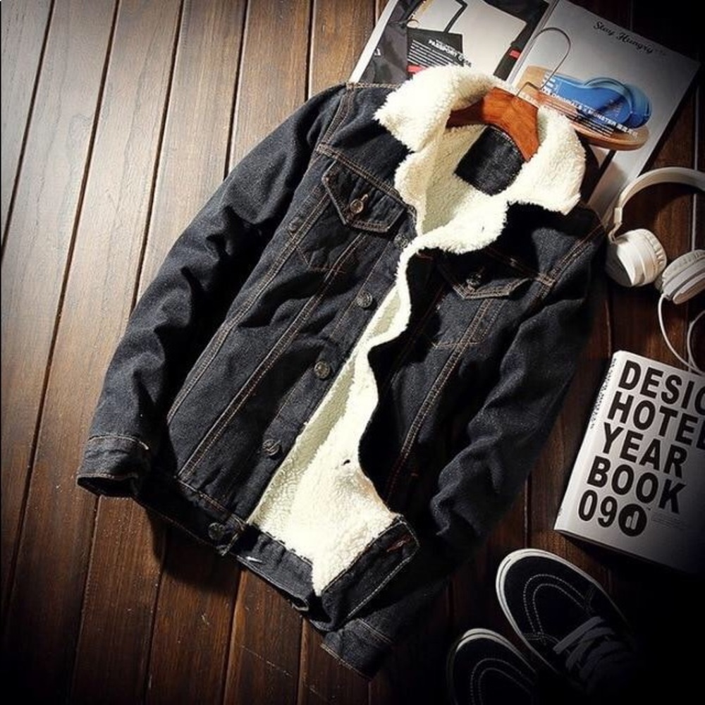 Trendy Warm Fleece Denim Jacket Winter Outerwear